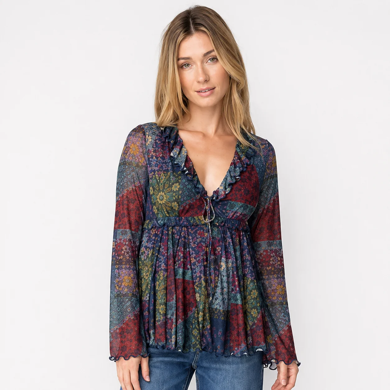 Sierra Ruffle Mesh Top