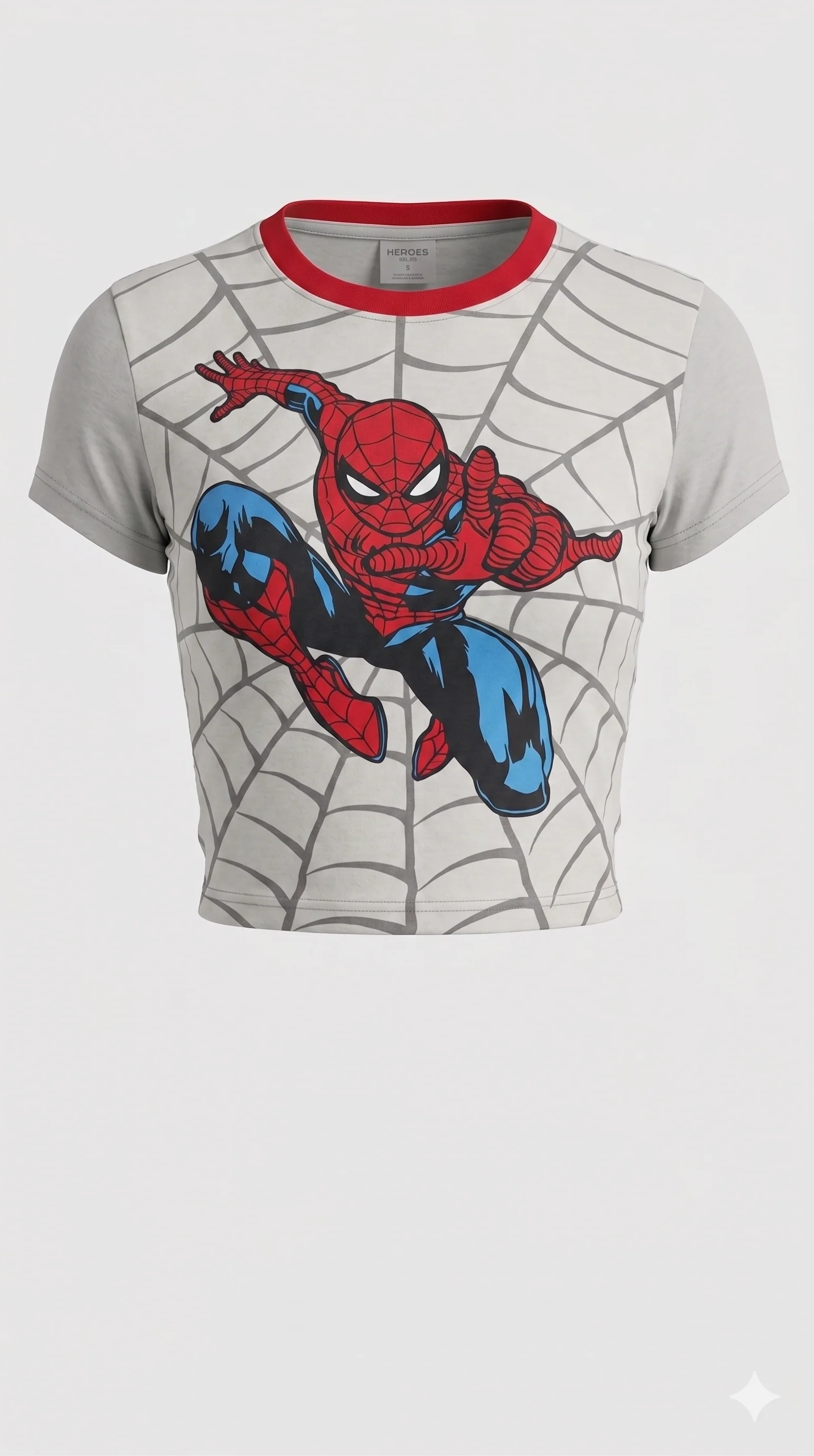 Web Pattern Short Sleeve Crop Top